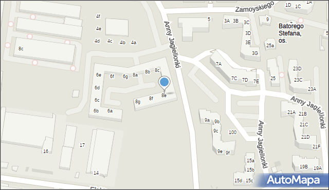 Zielona Góra, Anny Jagiellonki, 8e, mapa Zielona Góra