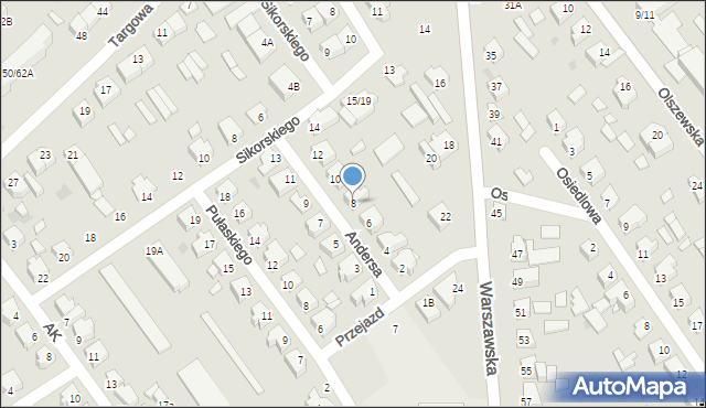 Żuromin, Andersa Władysława, gen., 8, mapa Żuromin