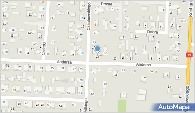 Zwoleń, Andersa Władysława, gen., 24, mapa Zwoleń