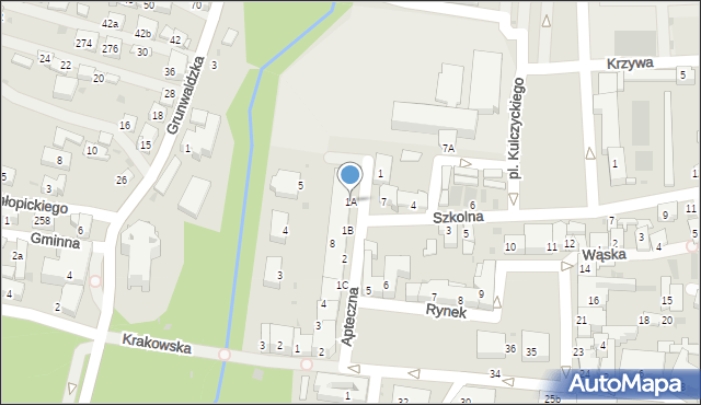Krzeszowice, Apteczna, 1A, mapa Krzeszowice