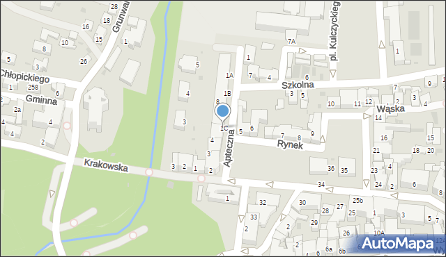 Krzeszowice, Apteczna, 1C, mapa Krzeszowice