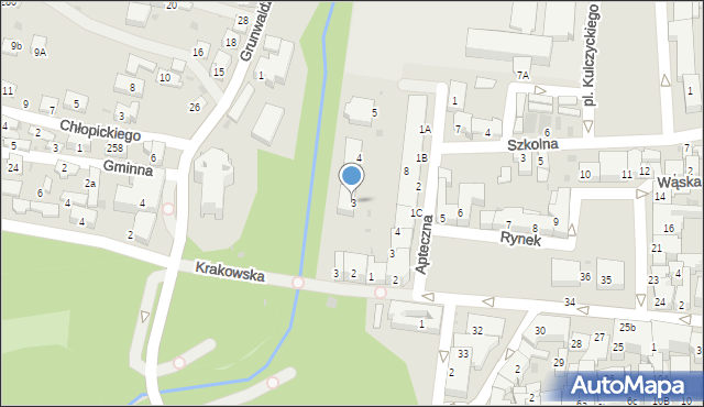 Krzeszowice, Apteczna, 3, mapa Krzeszowice