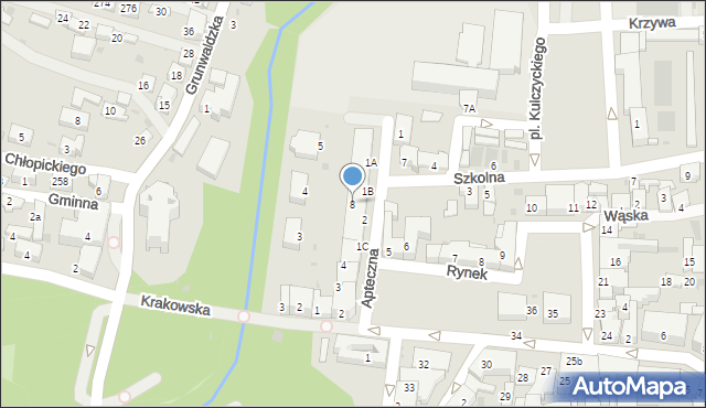 Krzeszowice, Apteczna, 8, mapa Krzeszowice