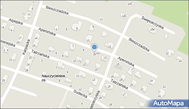 Tarnów, Apenińska, 11, mapa Tarnów