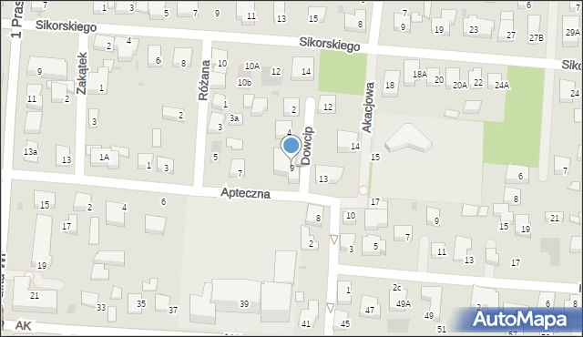 Warszawa, Apteczna, 9, mapa Warszawy