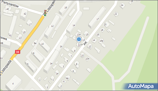 Augustów, Armii Krajowej, 11, mapa Augustów