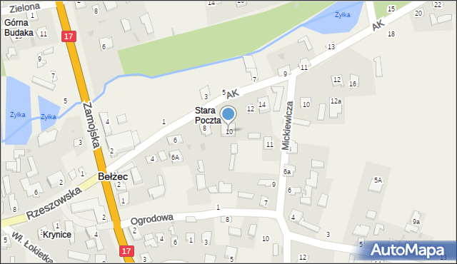 Bełżec, Armii Krajowej, 10, mapa Bełżec