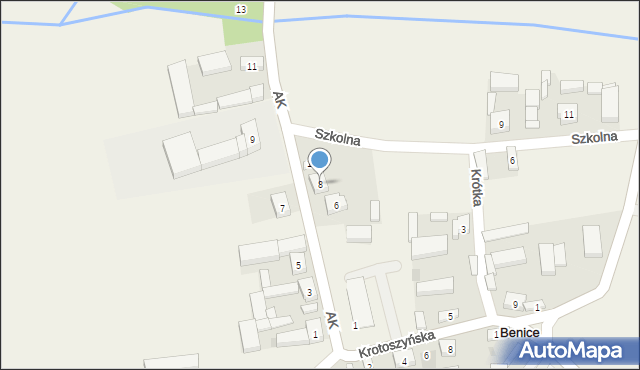 Benice, Armii Krajowej, 8, mapa Benice