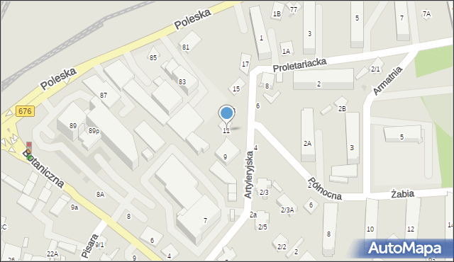 Białystok, Artyleryjska, 11, mapa Białegostoku