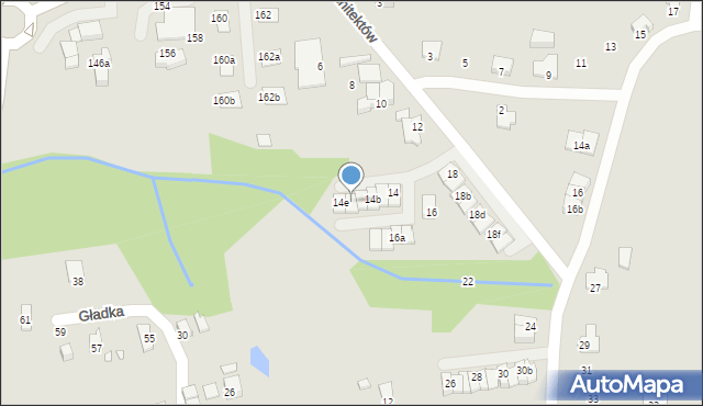 Bielsko-Biała, Architektów, 14d, mapa Bielsko-Białej