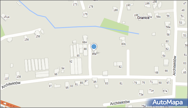 Bielsko-Biała, Architektów, 86a, mapa Bielsko-Białej
