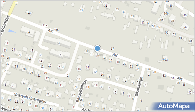 Bychawa, Armii Krajowej, 12, mapa Bychawa