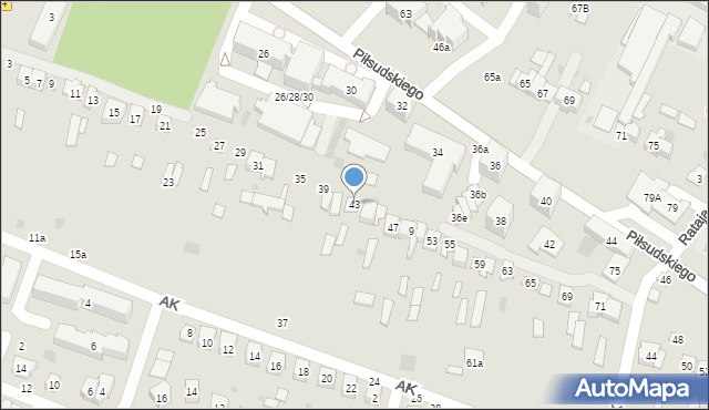 Bychawa, Armii Krajowej, 43, mapa Bychawa