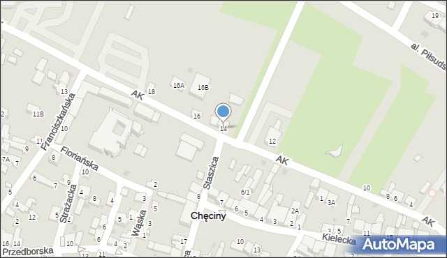 Chęciny, Armii Krajowej, 14, mapa Chęciny