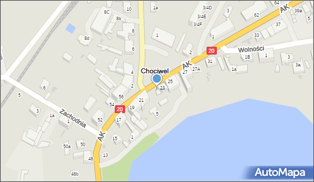 Chociwel, Armii Krajowej, 23A, mapa Chociwel
