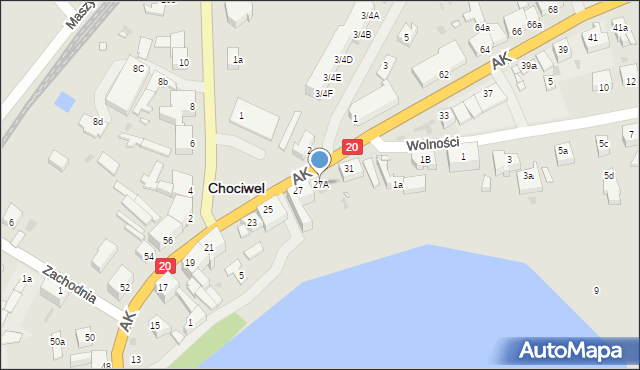 Chociwel, Armii Krajowej, 27A, mapa Chociwel