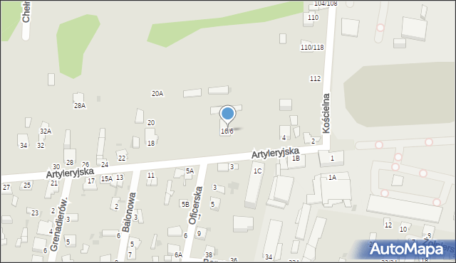 Częstochowa, Artyleryjska, 16/6, mapa Częstochowy