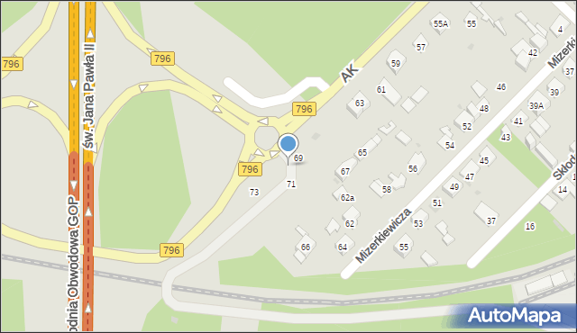 Dąbrowa Górnicza, Armii Krajowej, 69a, mapa Dąbrowa Górnicza