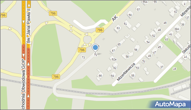 Dąbrowa Górnicza, Armii Krajowej, 71, mapa Dąbrowa Górnicza