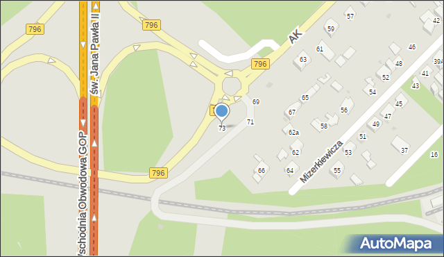 Dąbrowa Górnicza, Armii Krajowej, 73, mapa Dąbrowa Górnicza