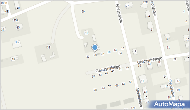 Duchnice, Architektów, 26, mapa Duchnice