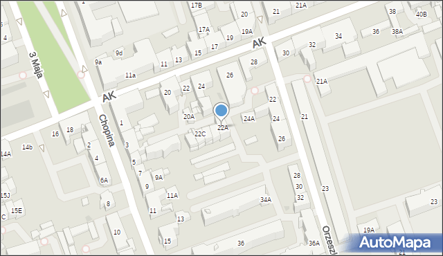 Ełk, Armii Krajowej, 22A, mapa Ełku