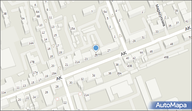 Ełk, Armii Krajowej, 25, mapa Ełku