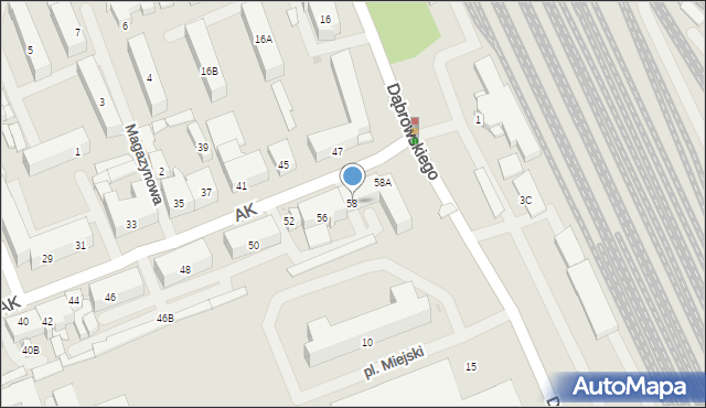 Ełk, Armii Krajowej, 58, mapa Ełku