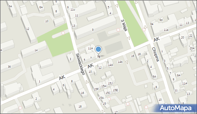 Ełk, Armii Krajowej, 7B, mapa Ełku