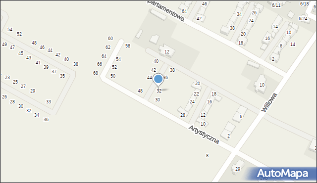 Falenty Nowe, Artystyczna, 32, mapa Falenty Nowe