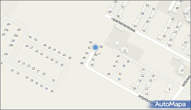 Falenty Nowe, Artystyczna, 54, mapa Falenty Nowe