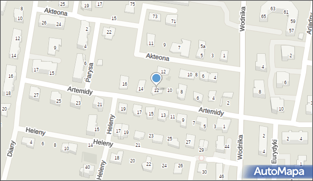 Gdańsk, Artemidy, 12, mapa Gdańska