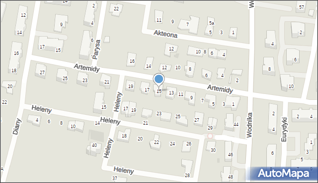 Gdańsk, Artemidy, 15, mapa Gdańska