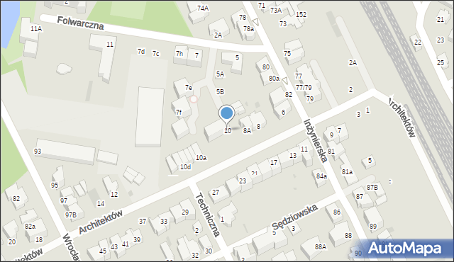 Gdynia, Architektów, 10, mapa Gdyni