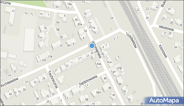 Gdynia, Architektów, 11, mapa Gdyni