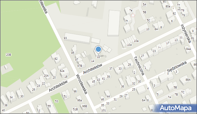 Gdynia, Architektów, 12, mapa Gdyni