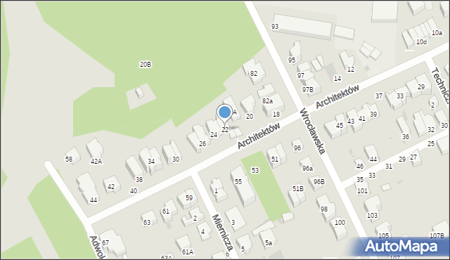 Gdynia, Architektów, 22, mapa Gdyni