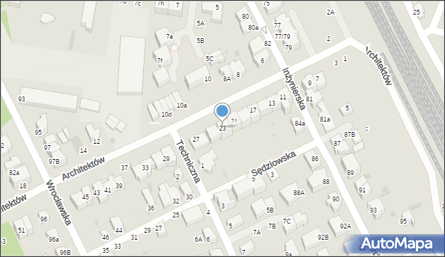 Gdynia, Architektów, 23, mapa Gdyni