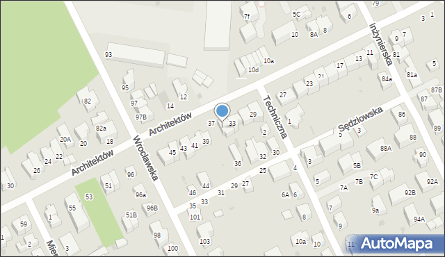 Gdynia, Architektów, 35, mapa Gdyni
