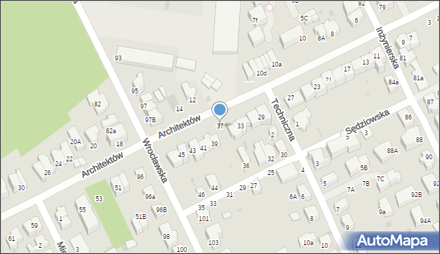 Gdynia, Architektów, 37, mapa Gdyni