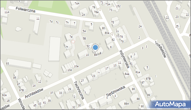 Gdynia, Architektów, 8A, mapa Gdyni