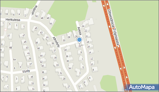 Gdynia, Aresa, 11, mapa Gdyni