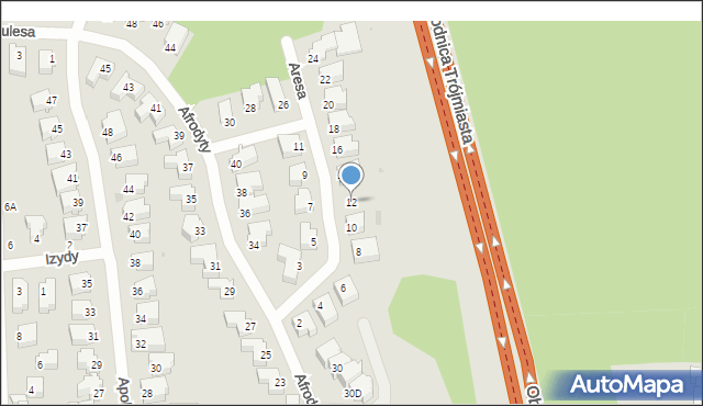 Gdynia, Aresa, 12, mapa Gdyni