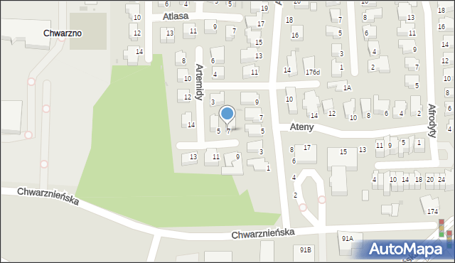 Gdynia, Artemidy, 7, mapa Gdyni