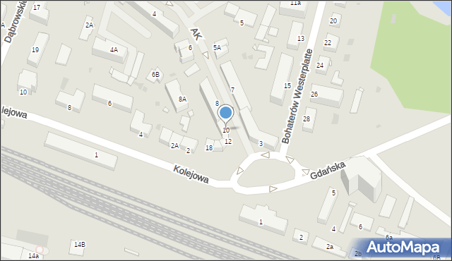 Giżycko, Armii Krajowej, 10, mapa Giżycko