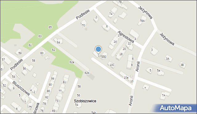 Gliwice, Aronii, 10E, mapa Gliwic