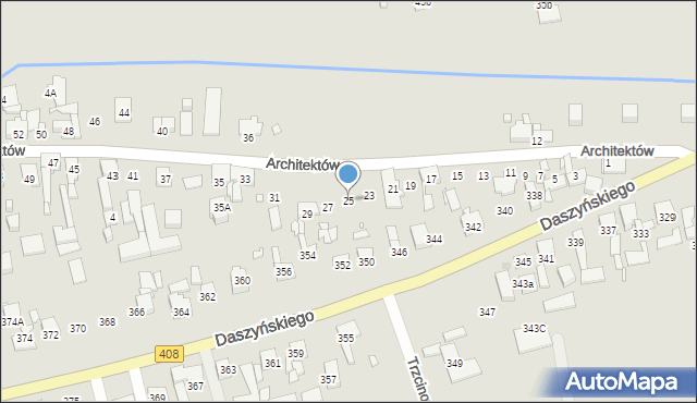 Gliwice, Architektów, 25, mapa Gliwic