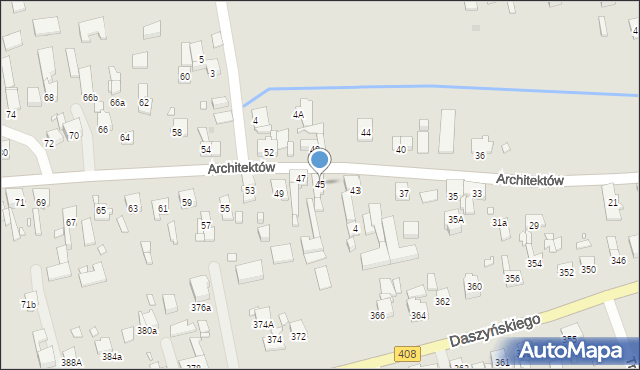 Gliwice, Architektów, 45, mapa Gliwic