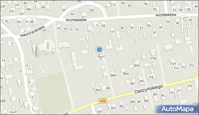 Gliwice, Architektów, 71b, mapa Gliwic