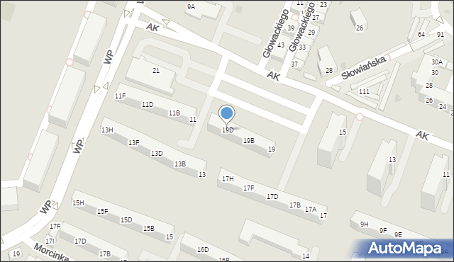 Głogów, Armii Krajowej, 19D, mapa Głogów